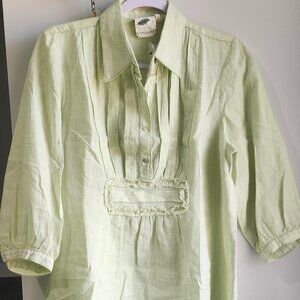 New Nurture Peasant Blouse Ramie Blend Tunic Top Shirt